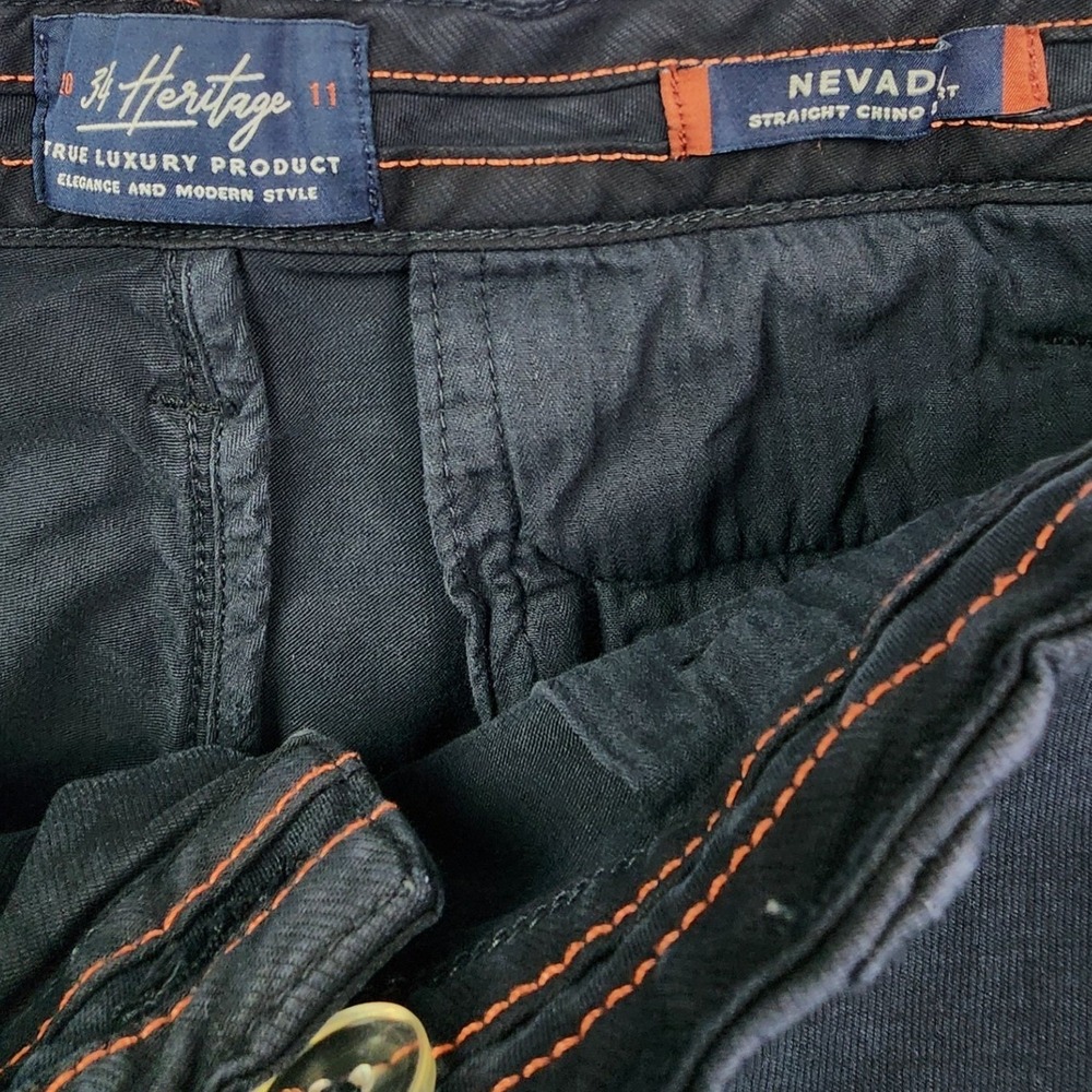 34 Heritage Black Nevada Chino Shorts Mens 40 Luxury Tencel Blend Casual Summer - Picture 4 of 11